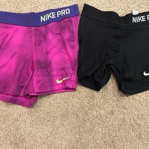 Nike Pro Magenta and Black Shorts Duo